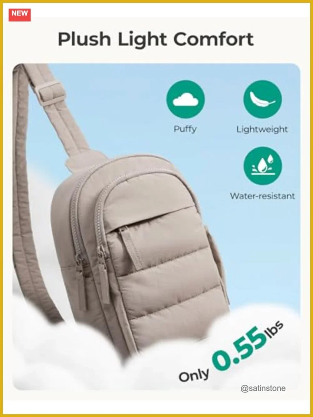 Small Puffer Sling Bag Crossbody Hobo with Adjustable Strap